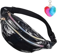 Bum Bag Women's Silver, Fashion Glitter Belt Bag, Adjustable Waterproof Sports Waist Bag, 80s Carniv