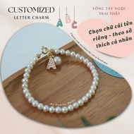 Real pearl bracelet with letters of your choice Pearly Dolly Akoya pearl charm bracelet