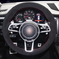 Hand-stitched Black Suede Car Steering Wheel Cover For Porsche Cayenne Macan Panamera 911 996 997 95