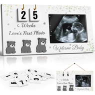 Ultrasound Picture Frames with Countdown Weeks, Baby Sonogram Picture Frame with Plant Prints for St