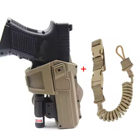 Tactical Movable Holster for Glock G17 19 Pistol Holster with Spring Lanyard, Movable Holster with F