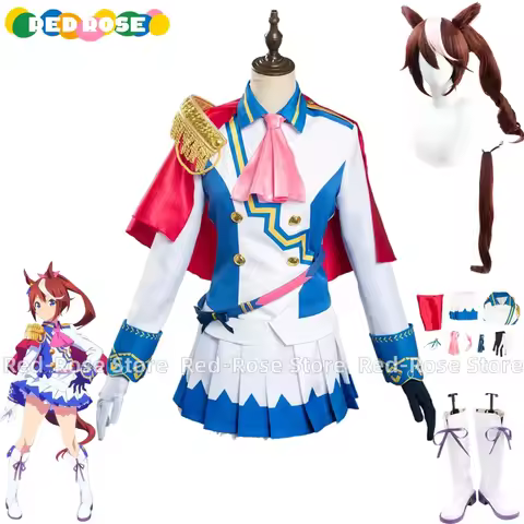 《Custom Size》Anime Game Uma Musume Pretty Derby Tokai Teio Cosplay Costume Wig Tail Shoes Halloween 