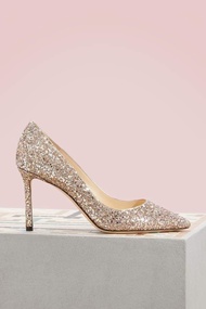 Jimmy Choo Romy 85 Rose glitter pumps