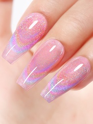 AILLSA Cat Eye Gel Nail Polish, Rainbow Glitter Clear Coat, Reflective Sparkle Shimmer Iridescent Sp