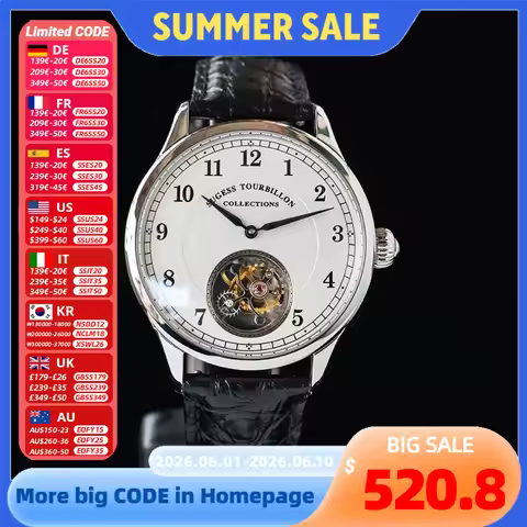 Sugess Genuine Tourbillon Men Watch Sugess Original movement ST8000 mechanical watch Silver wristwat