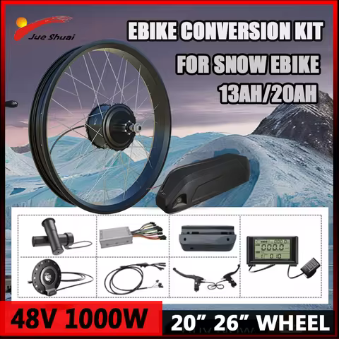 48V 1000W Electric Bike Conversion Kit E Bike Kit with13/20AH Battery Fatbike Ebike Brushless Gear M