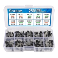 250 Pcs Transistor Assortment A1015 BC327 BC337 C1815 S8050 S8550 2N2222 2N2907 2N3904 2N3906 PNP NP