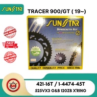 Sprocket Set Sunstar Tracer 900 900GT (19~) XRing 525VX3 G&B 120ZB