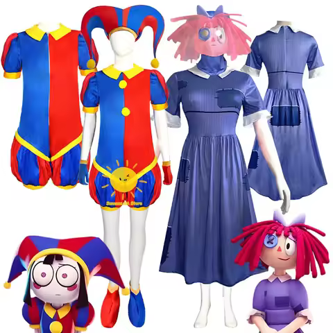 Anime Pomni Ragatha Cosplay Costumes The Amazing Digital Circus Cosplay Dress Hat Mask Ragatha Pomni