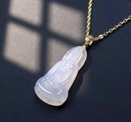 冰種翡翠觀音菩薩項鍊 18K金墜頭 | 天然緬甸玉翡翠A貨 | 送禮