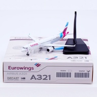Ready Stock Aircraft 1: 400 JC Wings Alloy Airliner Model European Wings Airlines Airliner A321 D-AI