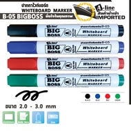 Whiteboard Marker Set Of 4 Pens Round Head Size 2.0-3.0 Mm. A-Line BIG BOSS Dark Ink Smooth Writing 
