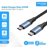 VENTION TREBH Type C to Type C Data Cable Super Fast Charging 5A 240W 2 Meter Aluminum Alloy Charger
