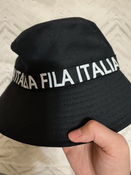 正版FILA漁夫帽小臉帽遮陽帽筒帽（黑）100%棉#24吃土季