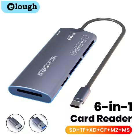 6 in 1 Card Reader TF SD CF MS M2 XD Smart Memory Card Reader USB Type C Card Reader High Speed Tran