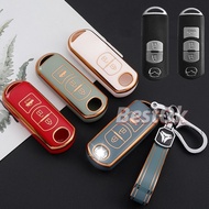 2/3 Buttons Soft TPU Car Key Case Cover with Keychain for Mazda 2 3 6 CX-5 CX5-3 CX7-9 CX30 Accessories