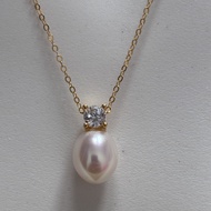 Classic Diamond Pearl Pendant Natural Freshwater Akoya Aurora Flawless 925 Silver Zircon Single Pear