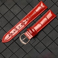 Woalmorn | สายนาฬิกาหนังแท้เงาเงาวางเป้าผู้ชายและผู้หญิง กันน้ำ หนังวัว พื้นผิวเรียบ สายนาฬิกาหนังแท