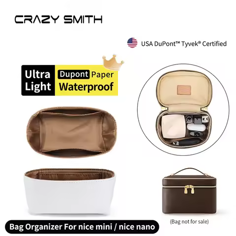 CRAZYSMITH Bag Organizer Insert for LV nice nano nice mini Handbag Makeup Storage Waterproof Inner B