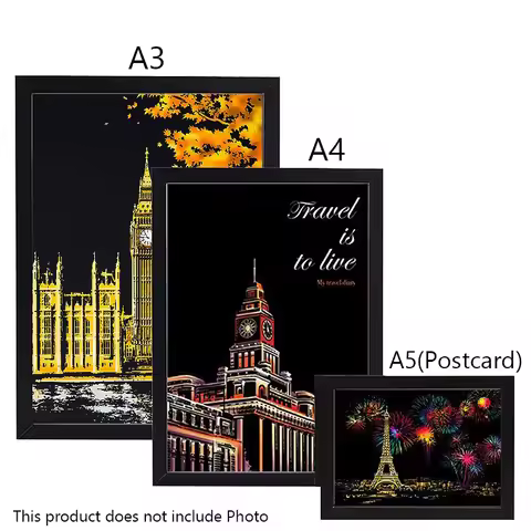 A3 A4 A5 Scratch Painting Photo Frames Composite Material Wooden Color Picture Frame Home Decoration