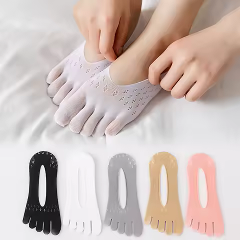 5 Pairs Women Socks with Fingers Breathable Summer Ultra-thin Transparent Sock Invisible Elastic Boa