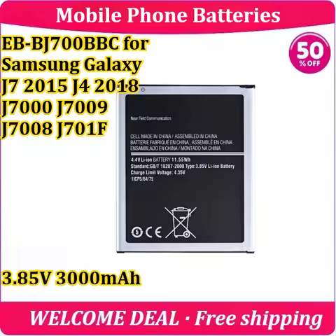 [New] EB-BJ700BBC for Samsung Galaxy J7 2015 J4 2018 J7000 J7008 J7009 Mobile Phone Battery 3.85V 30