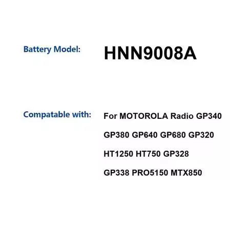 HNN9008A Replacement Battery For MOTOROLA Radio GP340 GP380 GP640 GP680 GP320 HT1250 HT750 GP328 GP3