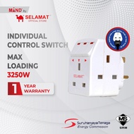 Selamat 3 Way Adaptor With LED Switch [SIRIM APPROVED]