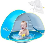 Monobeach Baby Beach Tent with Sun Hat Pop Up Portable Shade Pool UPF50+ UV Protection Sun Shelter for Infant with Easy Set Up Canopy (Blue)