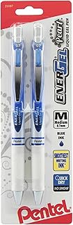 Pentel EnerGel Pearl Deluxe RTX Retractable Liquid Gel Pen, (0.7mm), Accent, Blue Ink, 2 Pack (BL77WBP2C)