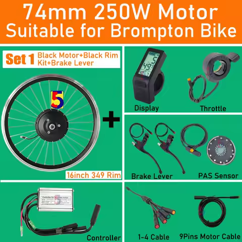 1.6kg Suitable for Electric Brompton Folding bicycle Motor 36V 48V 250W Gear hub Motor 28holes 74mm 