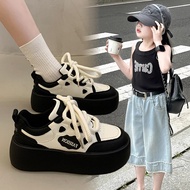 Genuine Leather Thick-Soled Girls Sneakers – Korean Style Spring/Autumn Casual All-Match Shoes