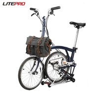 Litepro For Brompton Bicycle Retro Canvas Crazy Horseskin Messenger Bag Folding Bike Casual Shoulder