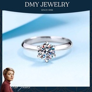 DMY Jewelry 100% Pass Diamond Test/Silver 925 Original/Simple Classic Engagement Ring Real Moissanite With Certificate/Engagement Ring For Women/Cincin Perak Perempuan Original/Diamond Ring Original/Cincin Silver 925 Original Perempuan/White Gold Ring