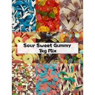 ** MIX GUMMY ** 1kg Hepin Gummy Candy Mix Fruit Flavor Animated & Food Design (HALAL)