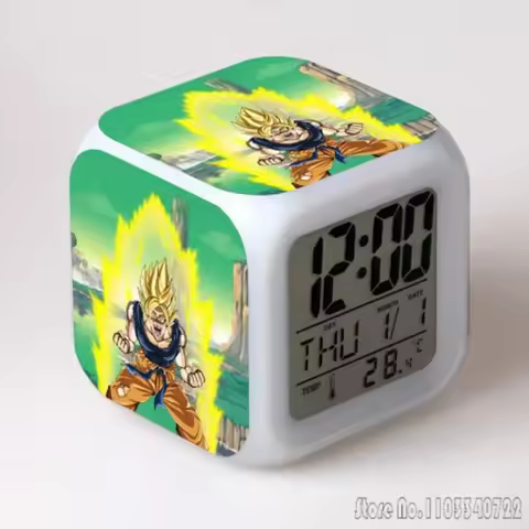 Anime Dragon Ball Super Colorful Alarm Clock Creative Student 8x8x8cm LED Cube with Colorful Light D