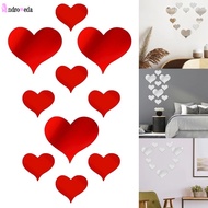 10Pcs 3D Mirror Surface Wall Sticker Colorful Love Hearts Removable  Self-adhesive Wallpaper Art Party Wedding Decoration