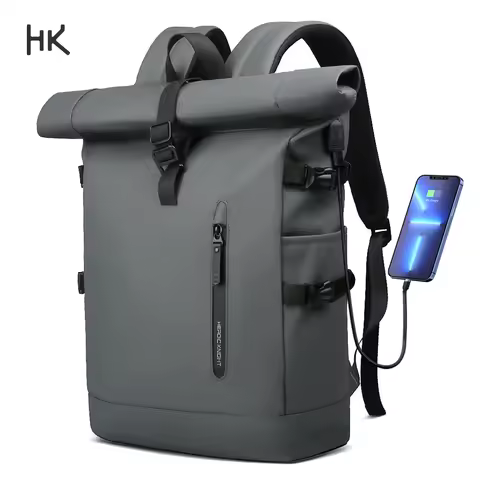 HK Waterproof Travel Backpack Expandable 15.6” Laptop Bag with USB Port Large Capacity Hiking Cyclin