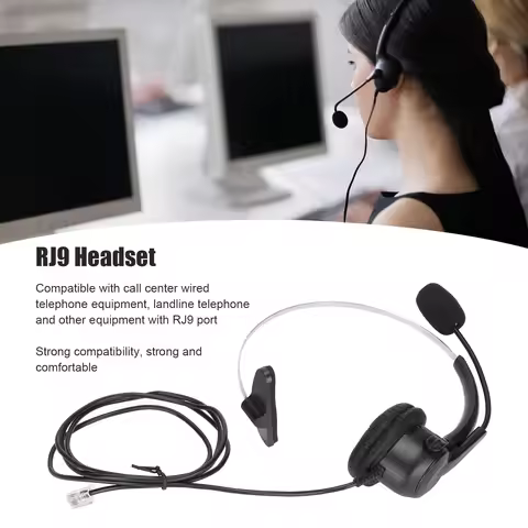 Telephone Headset Telephone Headset RJ9 Earphone with 330° Adjustable Microphone for Home and Call C