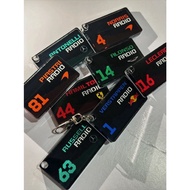 F1 peripheral radio double-sided acrylic chamfered keychain set Size 7cm * 4cm