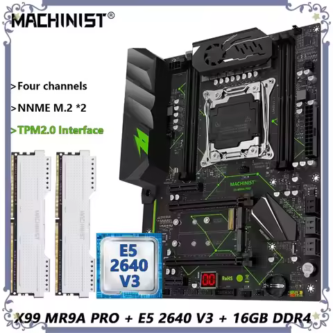 MACHINIST MR9A pro X99 Motherboard Combo with Intel Xeon E5 2640 V3 LGA 2011-3 CPU 16GB DDR4 RAM USB