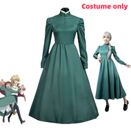 ชุดเดรสสีเขียวชุด Cos สำหรับผู้หญิงชุดเดรสอะนิเมะฮาล์วชุดกระโปรงยาวชุดงานปาร์ตี้ฮาโลวีน