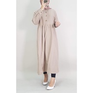 Plain linen midi dress ft4701
