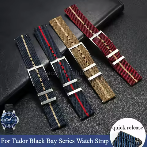 20 22mm Khaki Blue Red Nylon Bracelet for Tudor Black Bay Longines Seiko Citizen MIDO Wrinkle-Resist