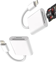 Lightning Adapter Jack Card Reader 2 in 1 (2 Pack) SD Card Reader Micro SD Stick Download Photo Acce