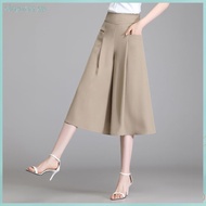 Eyouth 10123 Ladies wide leg pants High waist women casual pants culottes 3/4 length