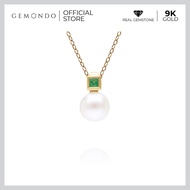 Gemondo จี้ทองคำ 9K ประดับไข่มุกและมรกต (Emerald) ไม่รวมสร้อย