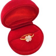 แหวนทองงานลงยา(ดอกไม้สีขาวสลับชมพูพลาสเทล) ทองแท้96.5%น้ำหนัก1/2สลึง มีใบรับประกัน ไซส์57