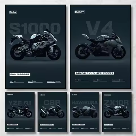 Motorcycle Bike S1000RR/Ducati Streetfighter V4,YZR M1 Art Poster Canvas Painting Wall Prints Pictur