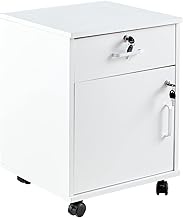 CLIPOP Rolling Container Lockable Wooden Filing Cabinet with Drawer and Closed Storage, Mobile Under